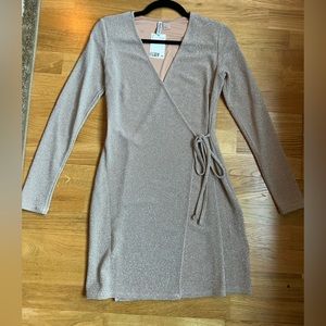 NWT PINK GLITTER WRAP DRESS